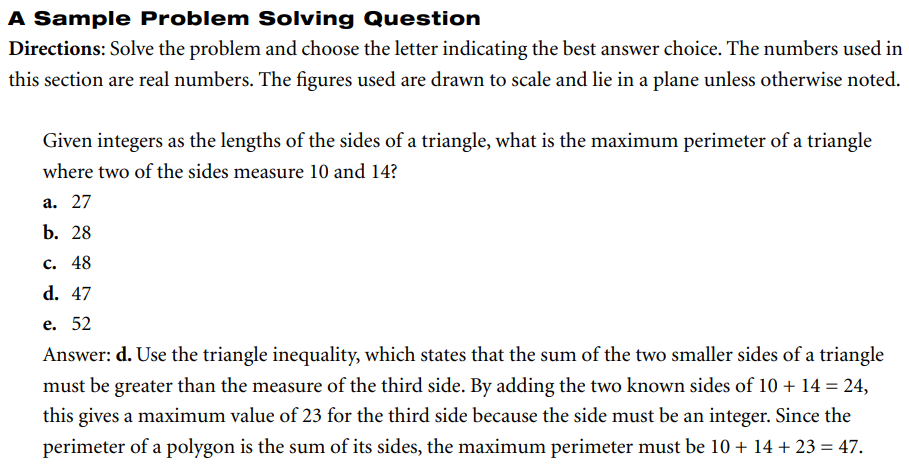 GMAT Subjects: Quantitative Reasoning - A Sample Problem Solving Question