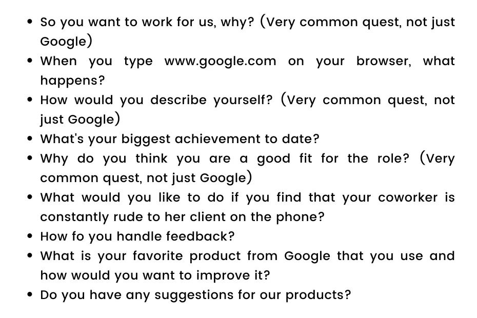 hr interview questions google