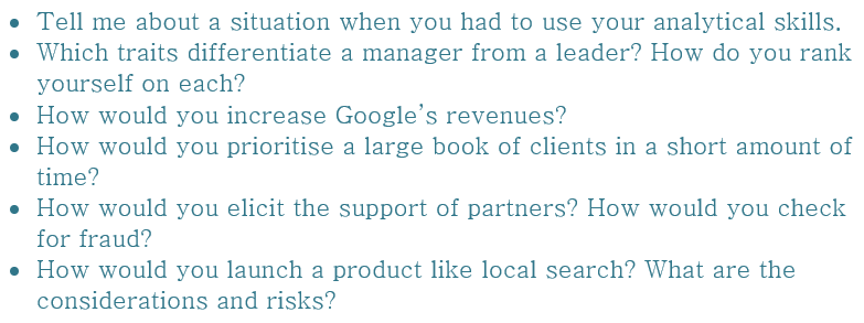(Figure) Job in Google: Common non-Tech Interview Questions