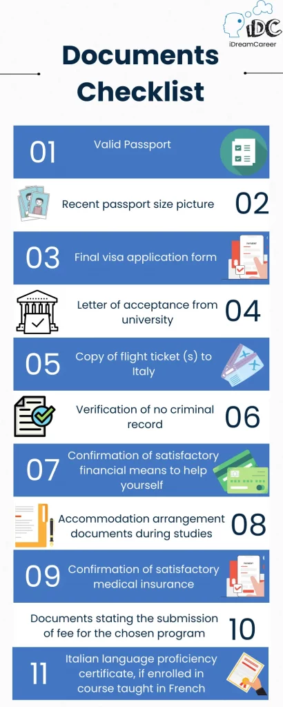 Italy student visa checklist