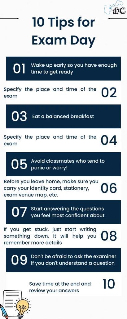 Study tips for exam day